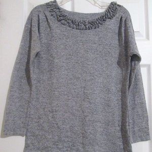 Dana Buchman Heather Grey L/S Fringe Dolman Top S